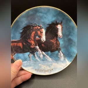 Danbury Mint Horses For All Seasons February 6" Calendar Plate By Chris Cummings
